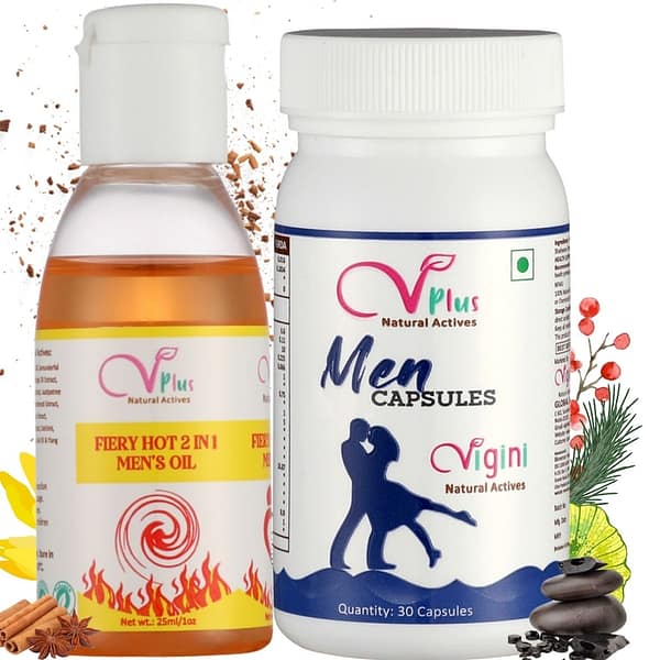 Buy Fiery Hot 2 in 1 Massage Oil and Men’s Capsules Online in India