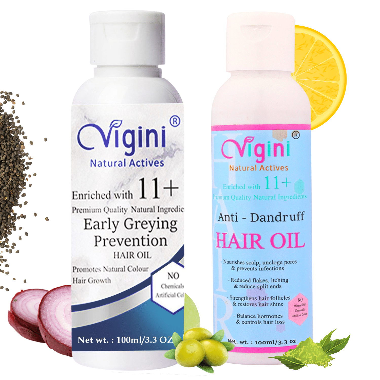 Early Greying Prevention Hair Oil 100ml And Anti-Dandruff Hair Oil 100ml