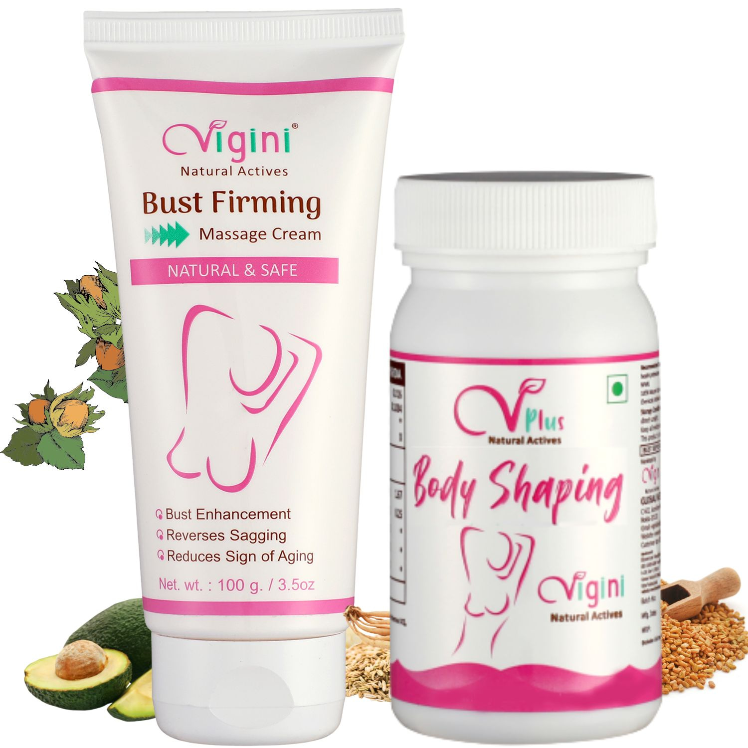 Bust Firming Massage Cream 100ml and Body Shaping Capsules 30caps