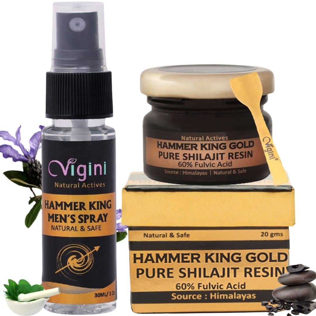 Vigini Pure Premium Shilajit Gold Resin 20g | Hammer King Men’s Spray 30ml