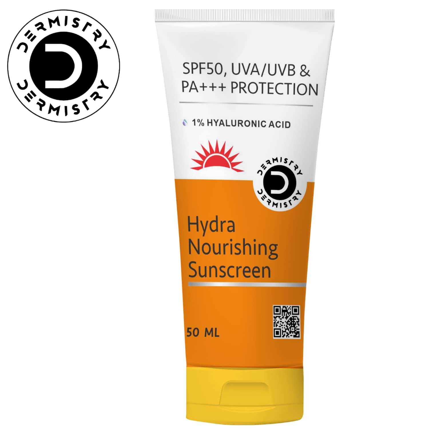 Dermistry 1% Hyaluronic Acid Ultra Hydrating Sunscreen for Dry Skin SPF 50 UVA UVB PA+++  Protection-50ml