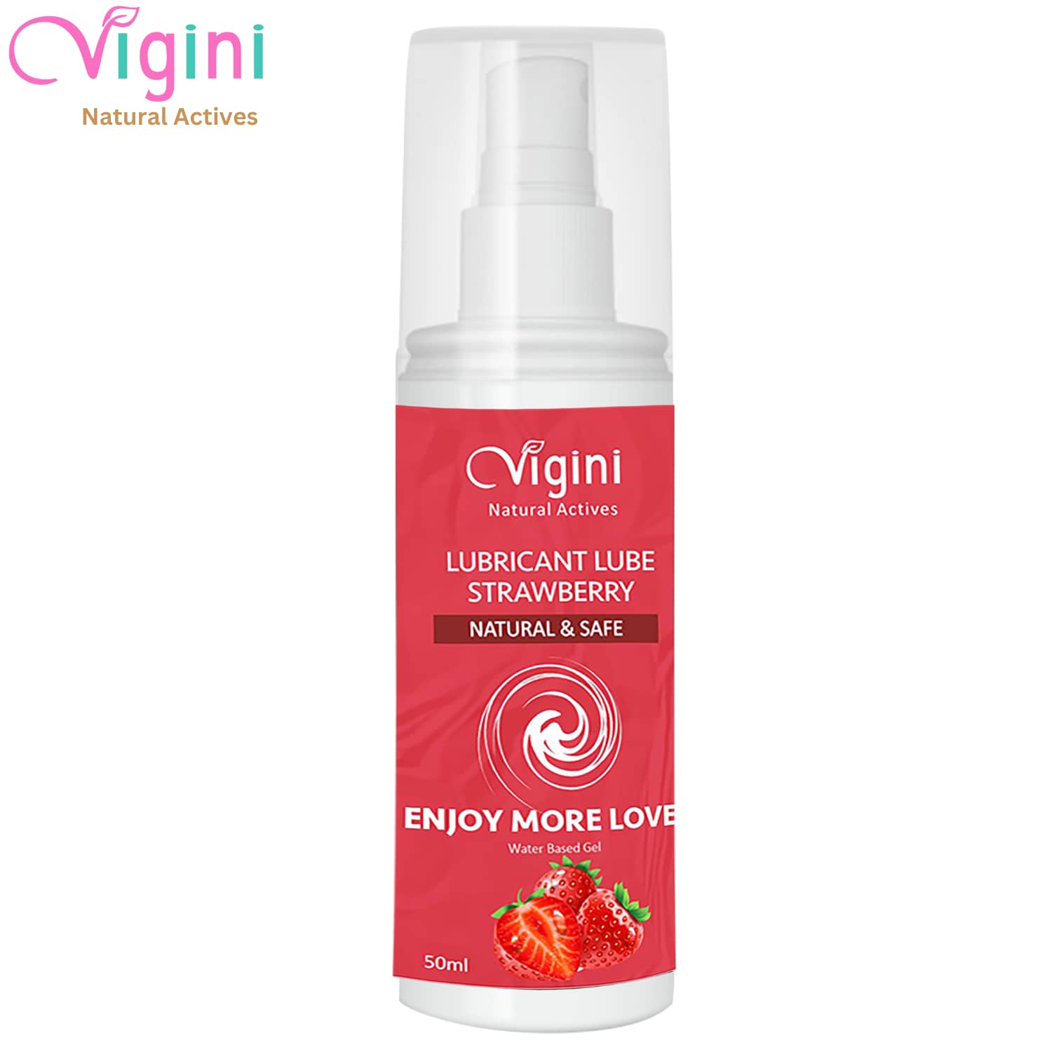 Vigini Intimate Strawberry Lubricant Personal Lube Water Based Gel for Long Lasting Sex Non-Sticky-50ml